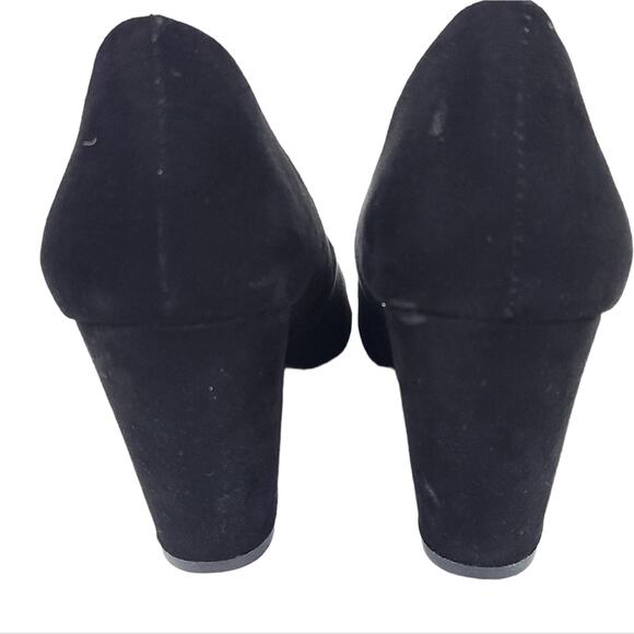Cato Heels Black Block Heel Open Toe Faux Suede Career Shoes Size 8 Casual - Picture 5 of 5